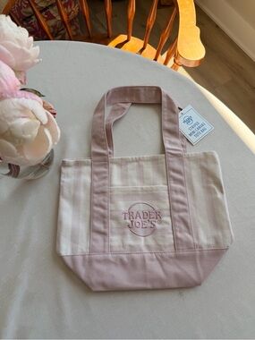 Trader Joe's Pink Stripe Canvas Tote